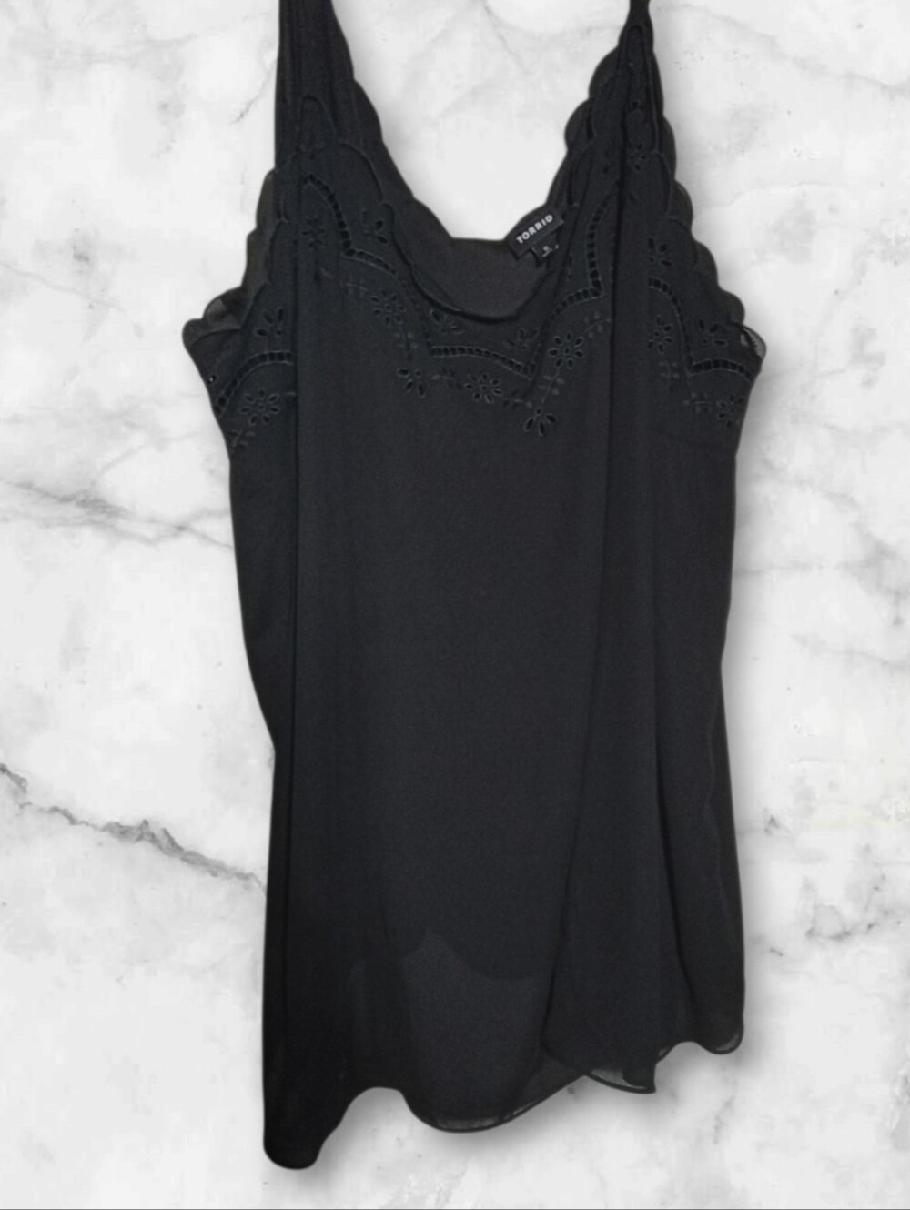 Torrid Black Scalloped Eyelet Trim Camisole